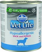 Vet Life Dog Hypoallergenic с уткой и картофелем диетический влажный корм для собак с пищевой аллергией 300 гр