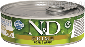Н&Д  влажный корм для кошек прайм, кабан и яблоко /N&D CAT PRIME BOAR & APPLE, 80 гр