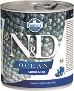 Н&Д влажный корм для собак океан, Лосось и треска /N&D DOG OCEAN SALMON & COD 285 гр