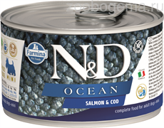 Н&Д  влажный корм для собак океан, Лосось и треска мини /N&D DOG OCEAN SALMON & COD MINI 140 гр