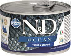 Н&Д влажный корм для собак океан, Форель и лосось мини /N&D DOG OCEAN TROUT & SALMON MINI, 140г