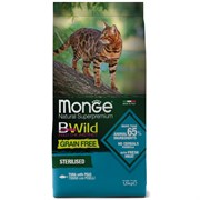 Monge Cat BWild Grain Free беззерновой корм из тунца и гороха для стерилизованных взрослых кошек 1,5 кг