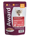 Влажный корм AWARD Indoor big cats для взрослых домашних кошек крупных пород кусочки в соусе с говядиной, 85 гр MZB176991 - фото 15452